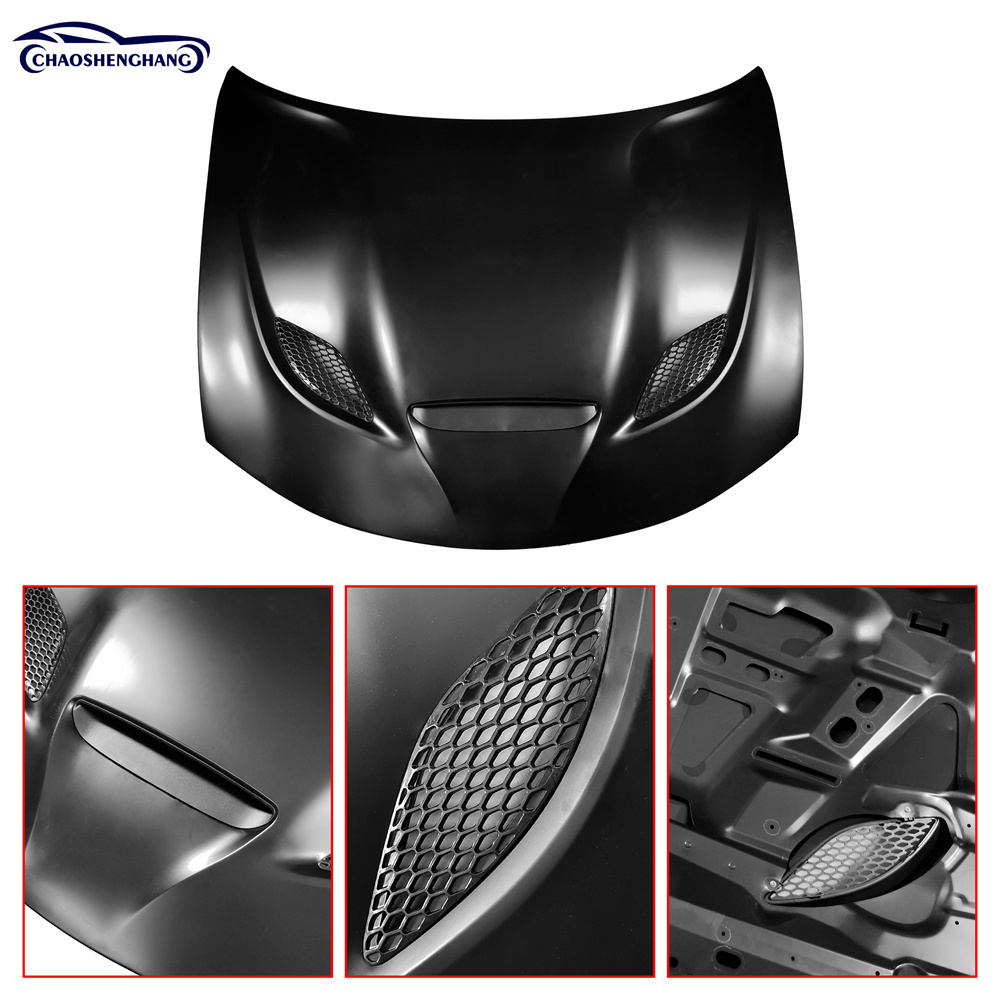 2015-2023 Dodge Charger SRT Redeye Widebody Style Aluminum Black Hood & SRT Hellcat Style Hood Scoop Fits 15-23 Dodge Charger Air Vent
