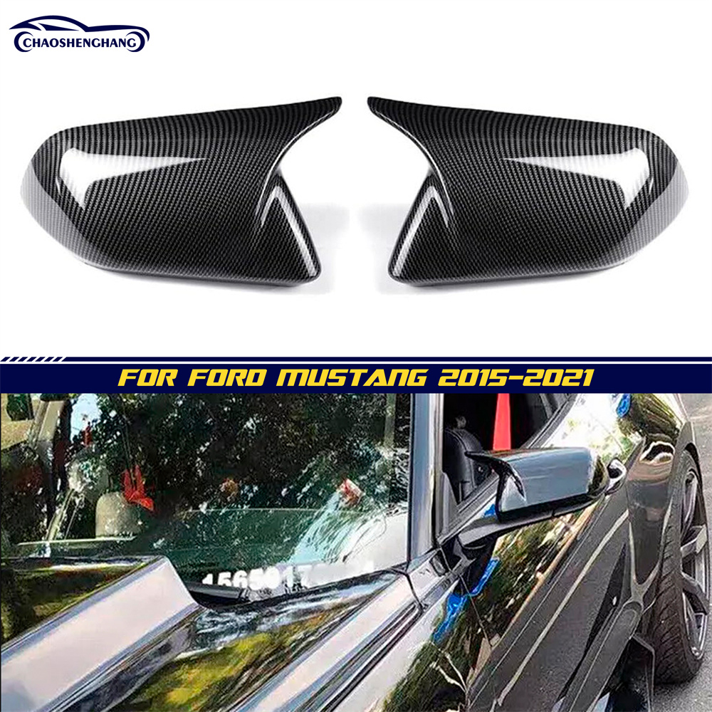 2x Rearview Wing Mirror Cover Cap For Ford Mustang 2015-2022 Horn ABS