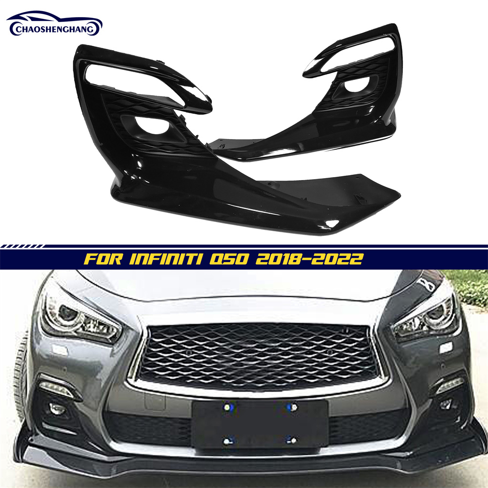  Front Left & Right Side Fog Light Lamp Bezels Cover Replacement for Infiniti Q50 Sport 2018-2020