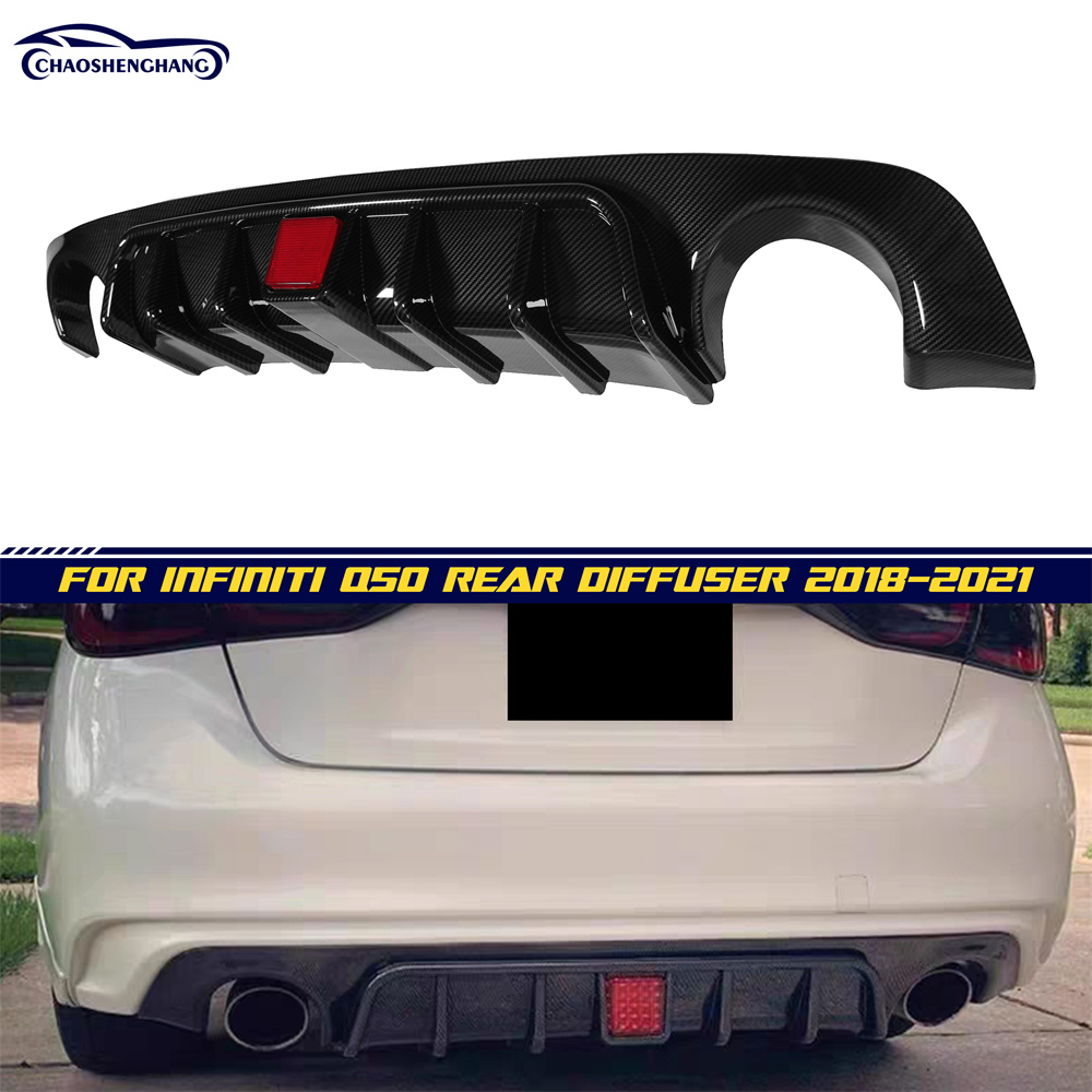 Rear Bumper Diffuser Lip with Brake LED For 2018-2023 Infiniti Q50 Rear Bumper Diffuser Lip with Brake LED For 2018-2023 Infiniti Q50