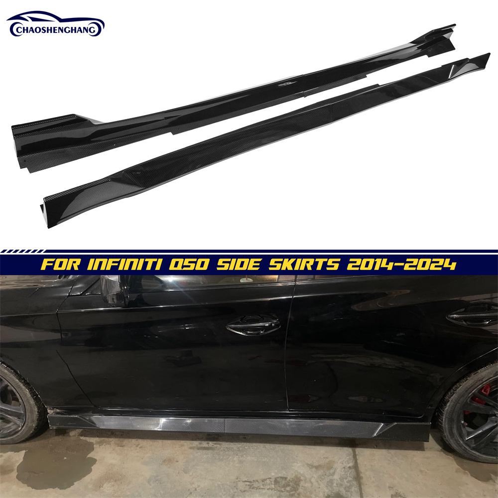 Fit 14-24 Infiniti Q50 PP 4PCS Side Skirts Rocker Panel Extension Fit 14-24 Infiniti Q50 PP 4PCS Side Skirts Rocker Panel Extension